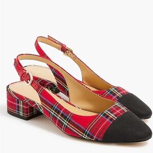 J Crew tartan slingbacks, NWT